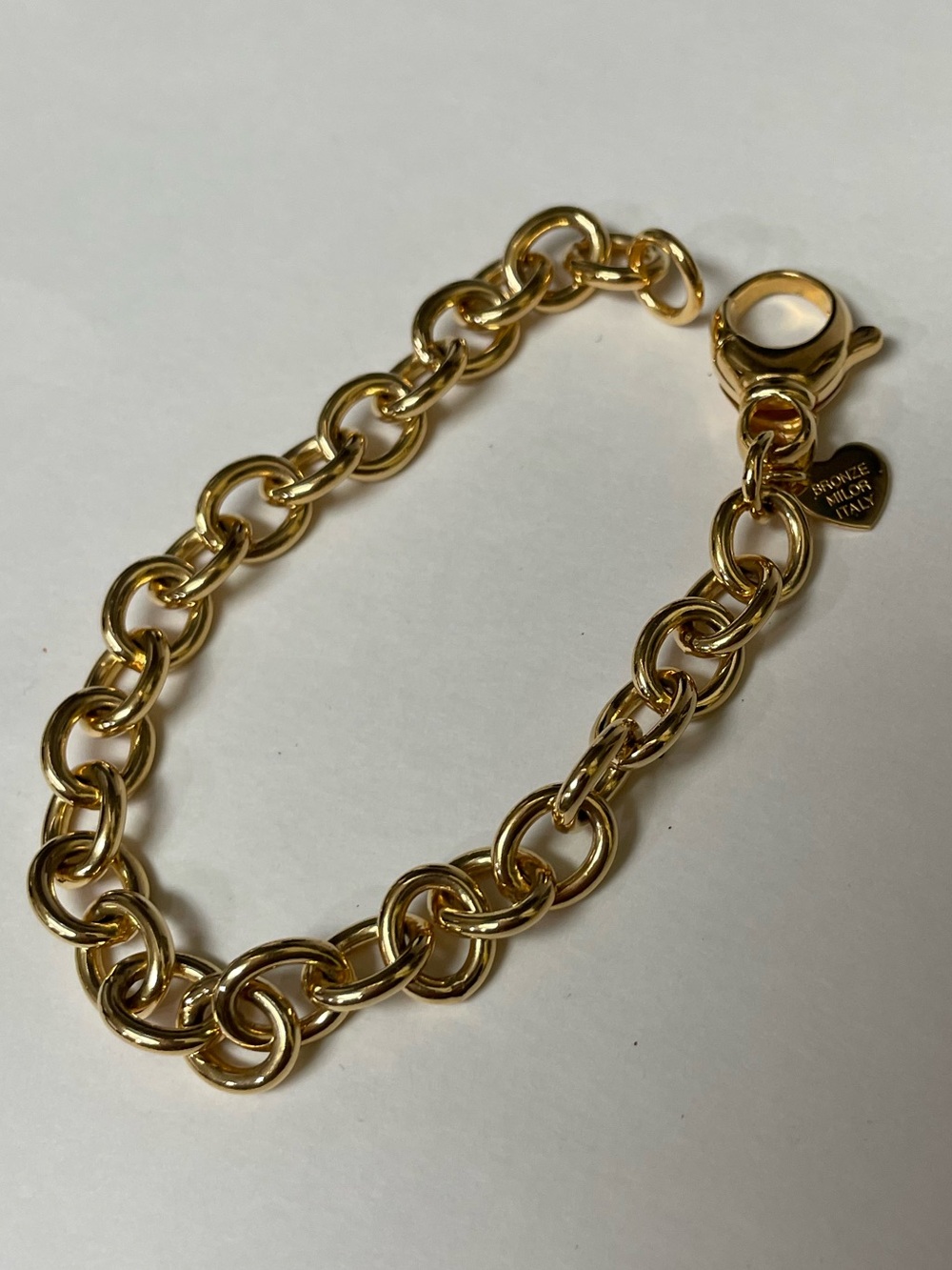 Milor Italy Bronze Gold Plate Chunky Chain Bracelet Y2K McBling Bronzo Italia - Picture 13 of 13